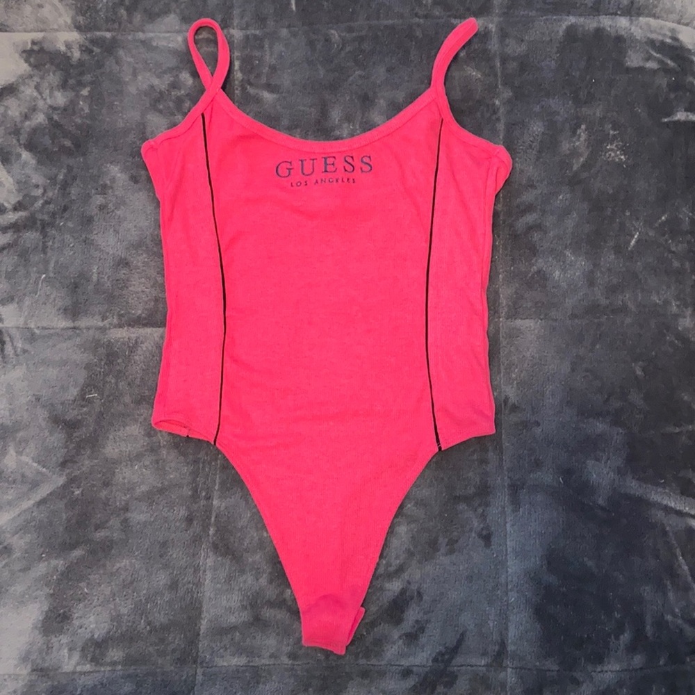 Guess Hot Pink Ribbed Adjustable Bodysuit - Women’s Large